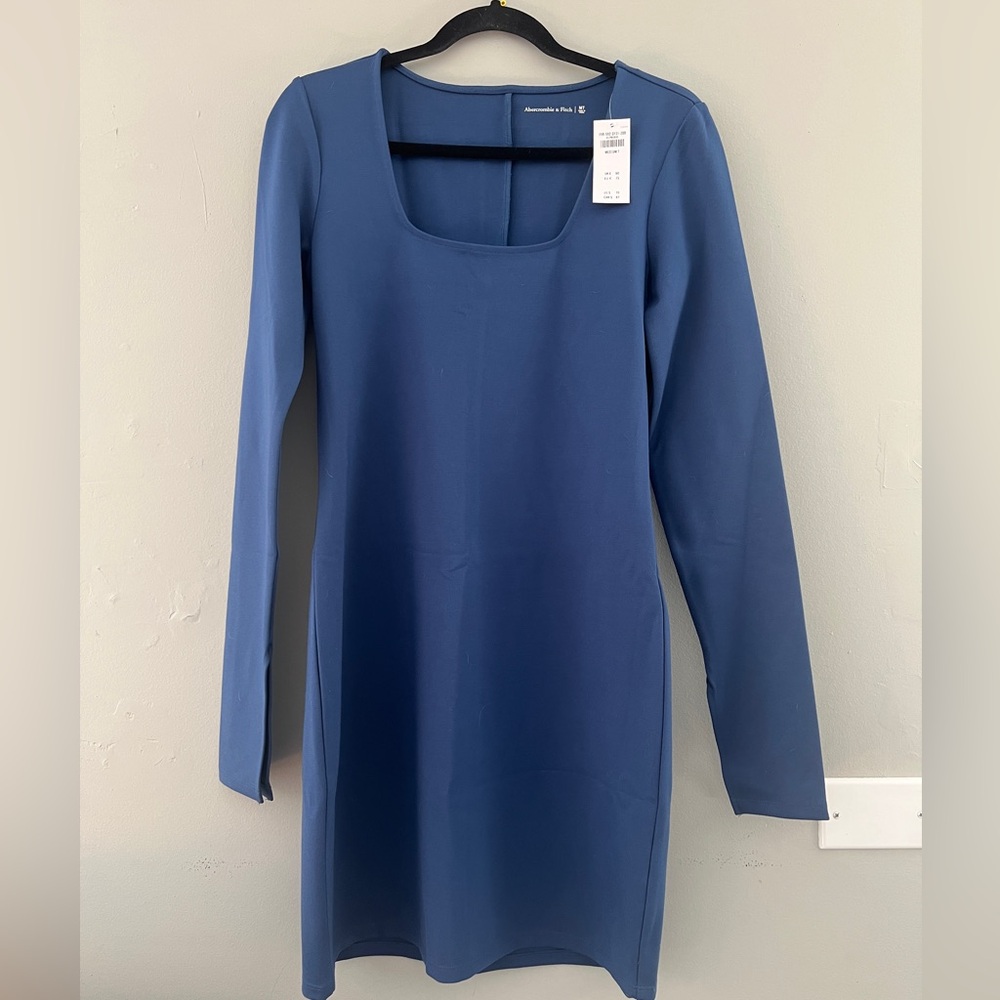 Abercrombie & Fitch - NWT Ponte Squareneck Mini Dress - Medium Tall Blue